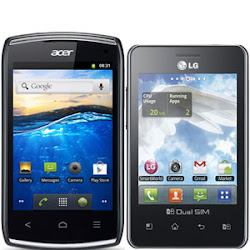 Acer z110 vs lg optimus l3 dual e405, android dual sim murah terbaru, spek dan fitur ponsel android terjangkau dua kartu