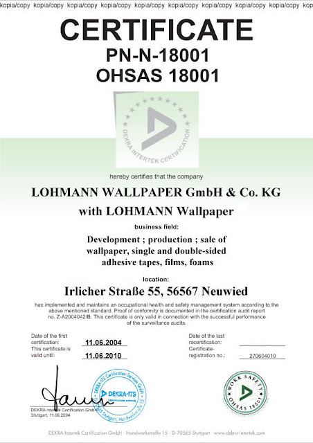 Chứng chỉ chất lượng sản phẩm giấy dán tường
