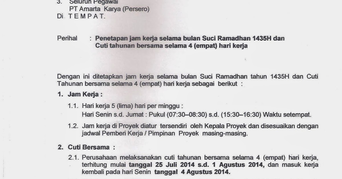 Cek 10+ Contoh Surat Pemberitahuan Jam Kerja Bulan Ramadhan 