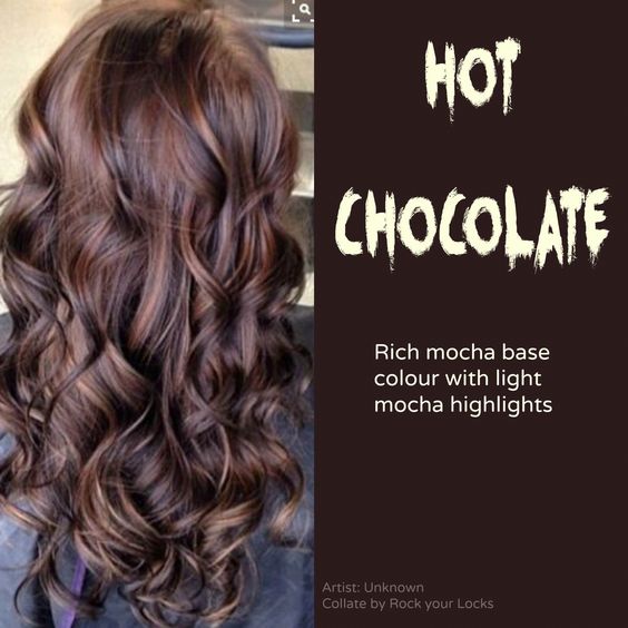 chocolate brown hair with light mocha highlights