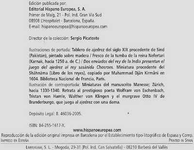 Edición de 2005 del libro de Josep Brunet i Bellet sobre el origen del ajedrez