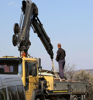 The man gets ready to unload