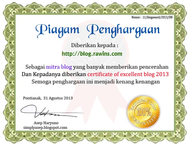 Penghargaan Award Buat Tiga PencerahAsep Haryono's Blog 