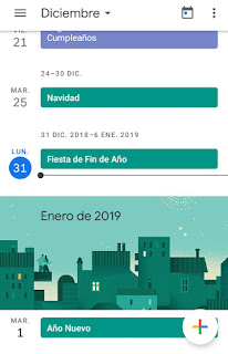 calendario de diciembre y enero, cambio de año