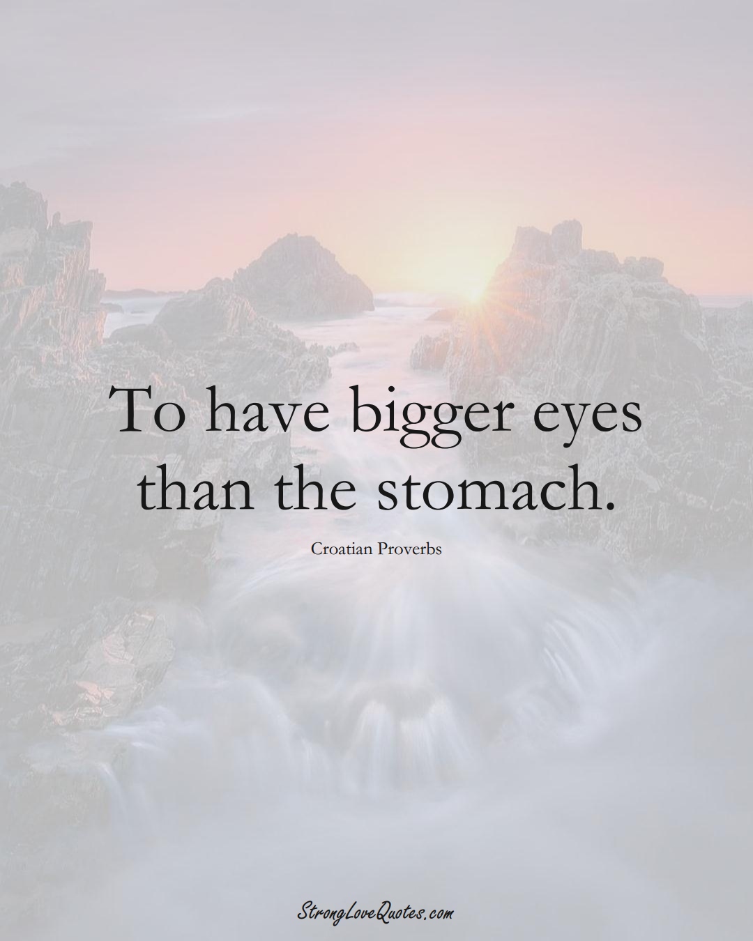 To have bigger eyes than the stomach. (Croatian Sayings);  #EuropeanSayings