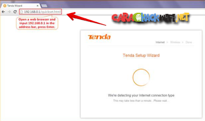 masukan ip address berikut 192.168.0.1 di Address bar / Kotak pencarian browsernya.