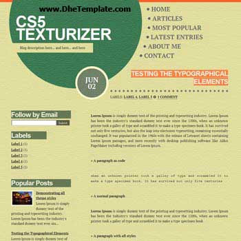 CS5 Texturizer blogger template. minimalist design template