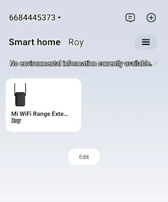 Screenshot of a Smart Home App Displaying Mi WiFi Range Extender Device