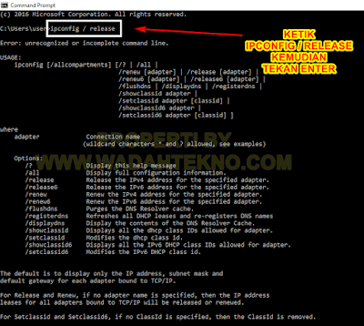 ipconfig / release