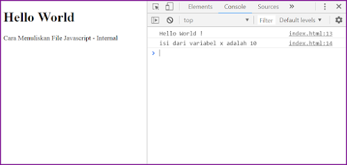 Fungsi javascript Console Log() yang ada dalam Browser