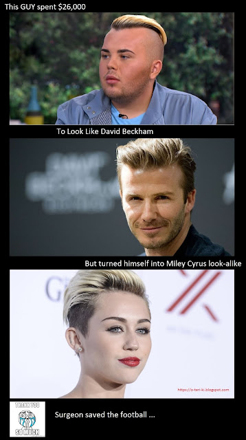 This guy tried to look like David Beckham but turned into Miley Cyrus