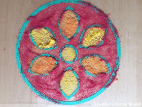 Dyed salt rangoli craft