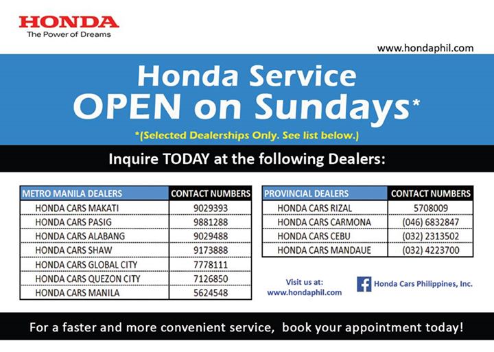 Honda Service Open On Sundays Ilonggo Tech Blog