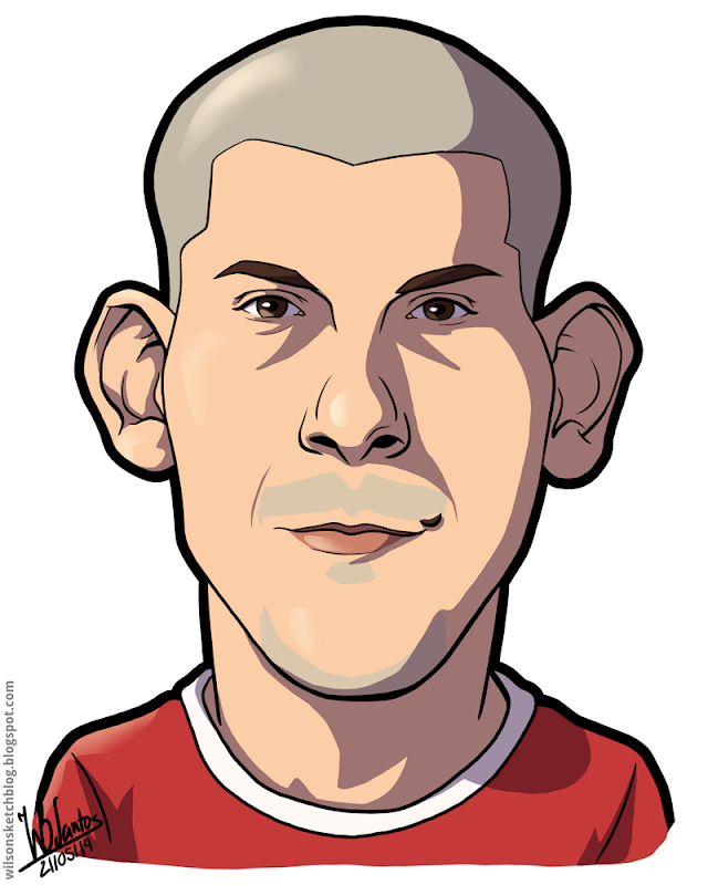 Cartoon caricature of Maxi Pereira.