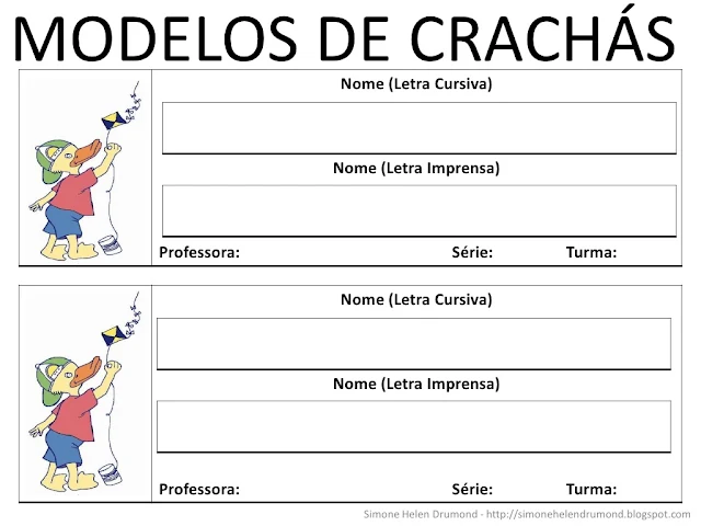 Modelos de crachás para imprimir