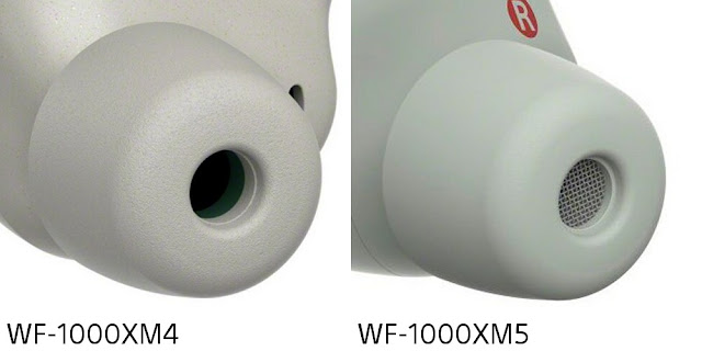 Sony WF-1000XM5 vs WF-1000XM4 size comparison