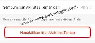 menonaktifkan aktivitas teman di shopee