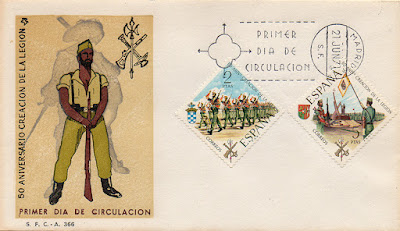 filatelia, sello, sobre, La Legión, aniversario, 1971, matasellos