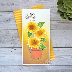 Sunny Studio Stamps: Potted Rose Sunflower Fields Friendship Card by Vanessa Menhorn