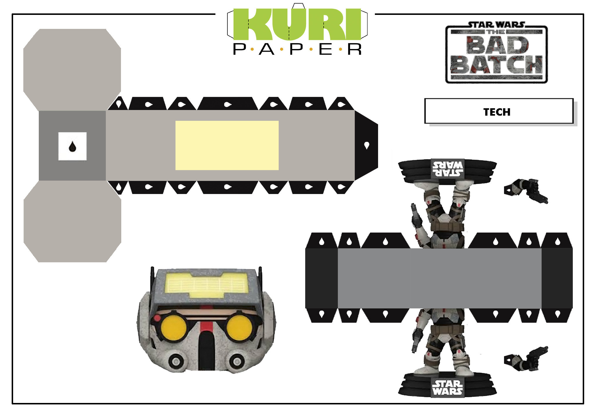 Kuri Paper - Mini Funko Tech The Bad Batch papercraft