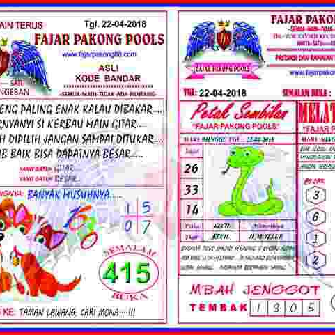 Ramalan Bocoran Syair Kode Fajar Pakong Pools 23 April 2018