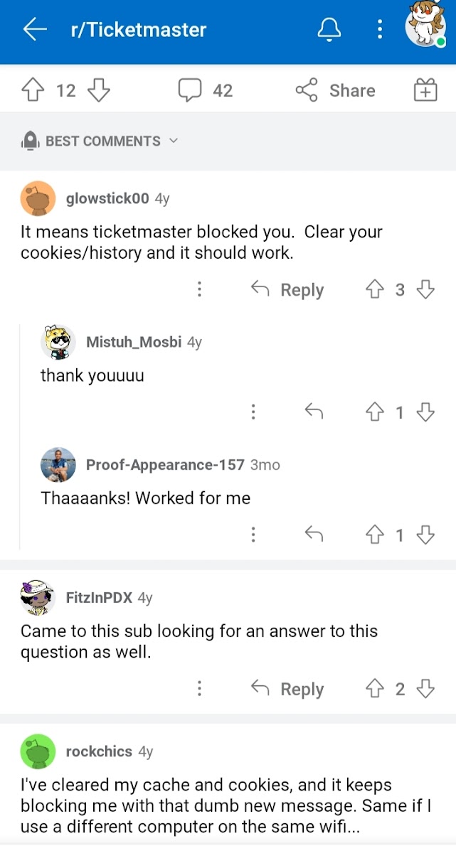 Ticketmaster device error