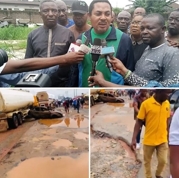 Double protest in edo state over deplorable Condition of their roads 