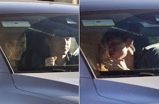 Zendaya with Tom Holland in car sitting & kissing