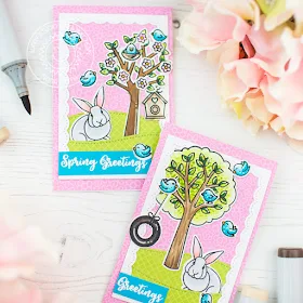 Sunny Studio Stamps: Seasonal Trees Frilly Frames A Bird's Life Spring Greetings Fancy Frames Spring Themed Cards by Franci Vignoli and Mona Toth