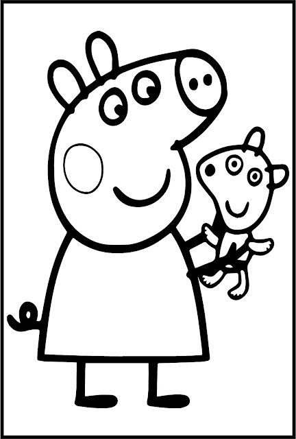 Peppa Pig and Teddy Bear Coloring