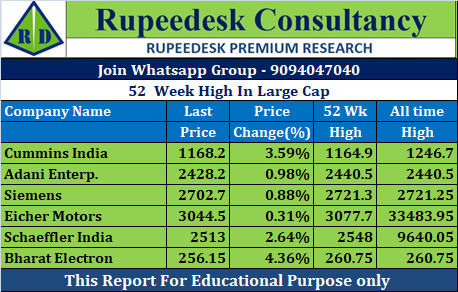 52  Week High In Large Cap