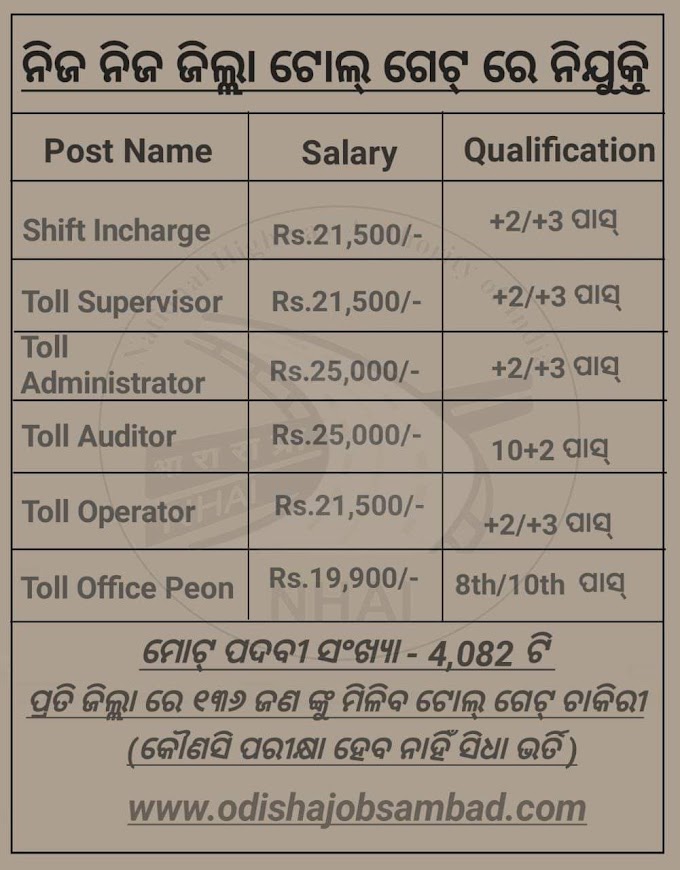 Odisha TOOL Gate 10th Pass Jobs- ତଳେ ଦିଆଯାଇଥିବା ଲିଙ୍କ ରେ କ୍ଲିକ୍ କରି ଆବେଦନ କରନ୍ତୁ