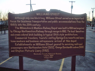 Williams Street Sign at the Milwaukee & Madison Railroad Depot in Waukesha, Wisconsin, on November 19, 2001
