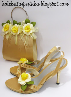 Slop Sandal Sepatu Model Terbaru Gold Bunga Koleksi Tas Pesta Ku