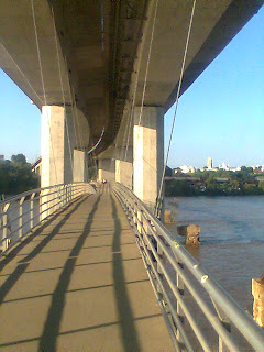 It was a nice day, and I walked farther than expected.  Belle Isle is apparently inaccessible by cars, and you have to cross over this suspension bridge.  It was neat.