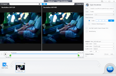 Tampilan Perbandingan Reolusi Video di VideoProc Converter AI 6.3