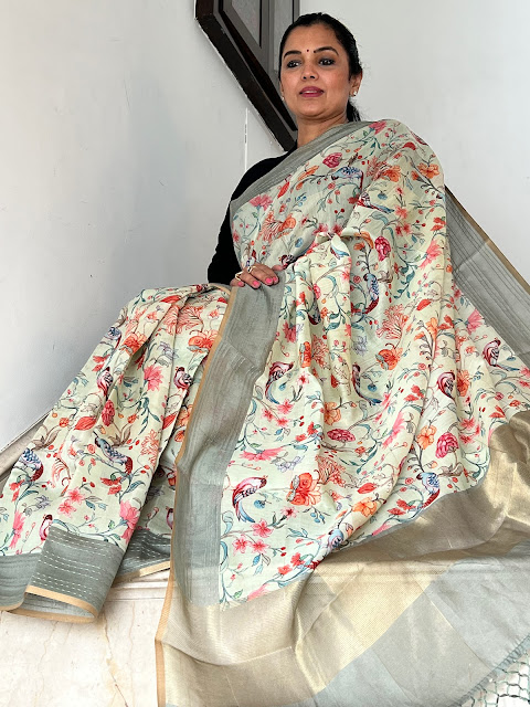 Unveiling the Enchantment of the Palampore Digital Print Silk Chanderi Saree