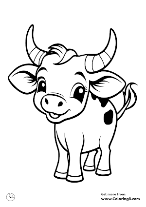 Little cute cow coloring page