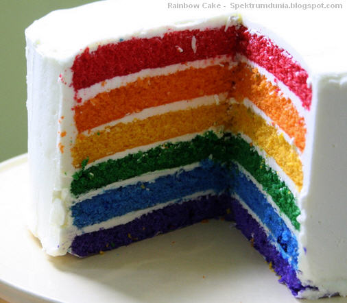 Rainbow Cake / Bolu Kukus Pelangi dengan Buttercream - spektrumdunia.blogspot.com