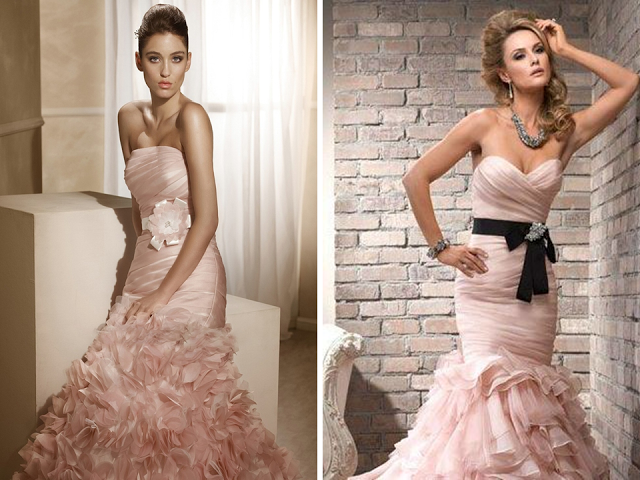 vestidos de noiva cor de rosa