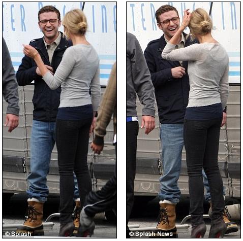 justin timberlake and cameron diaz bad teacher. Body language: Justin laughs