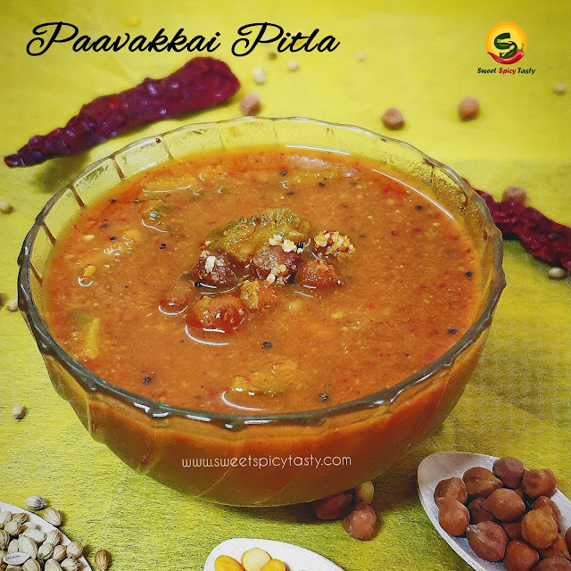 Paavakkai Pitlai / pagarkkai Pitla is one of the unique and traditional recipes from the kitchens of Tamil Nadu. Pitla , Pitlai, bittergourd pitlai , paavakkai pitlai , pagarkai pitlai , pahakkai putlai , pitlai