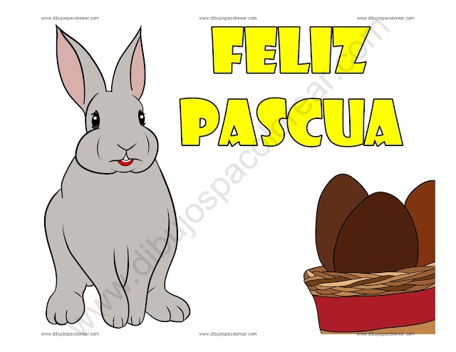 Feliz Pascua dibujo a color y para colorear