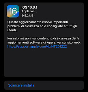 Apple: rilascia iOS 16.6.1 e iPadOS 16.6.1