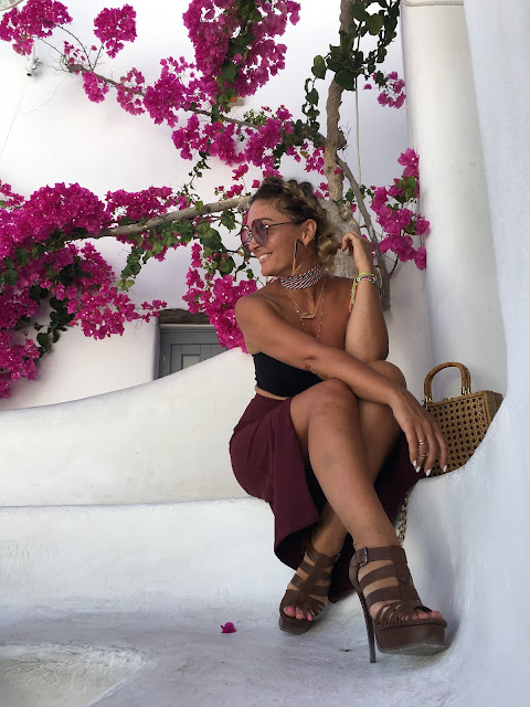 YSL sandals, Crop top, Pencil skirt, Mykonos, blogger style in Mykonos, what to wear in your 30s, how to wear crop to in 30s, toronto fashion blogger, best fashion blogger influencer, travel to mykonose