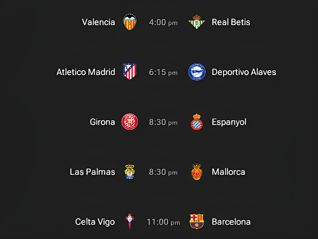 saturday matches in  Laliga 