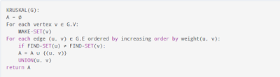 Kruskel's Algorithm Pseudocode