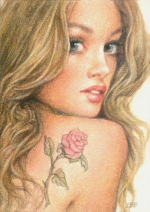  The Pink Rose Tattoo Original ACEO painting