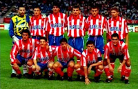 CLUB ATLÉTICO DE MADRID - Madrid, España - Temporada 1997-98 - Molina, Vizcaíno, Caminero, Prodan, Vieri y Geli; Kiko, Juninho, Lardín, Toni y Andrei - CLUB ATLÉTICO DE MADRID 2 (Juninho y Vieri), LEICESTER 1 (Marshall) - 16/09/1997 - Copa de la UEFA, treintaidosavos de final, partido de ida - Madrid, estadio Vicente Calderón