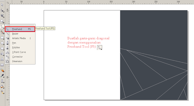 Cara Membuat Desain Cover Buku dengan CorelDRAW X4, garis diagonal.